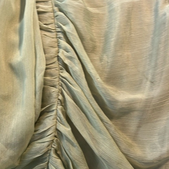 Miss Circle,Couture Clothier,Siren Olive, Silk Mesh,Lantern Sleeve Draping Dress - Picture 13 of 13